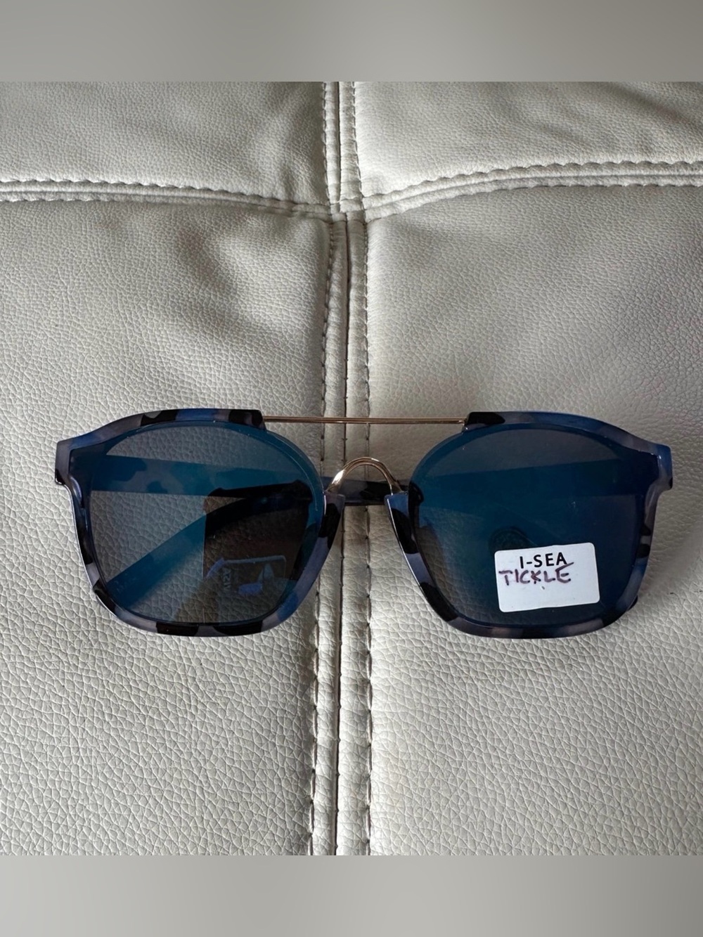 Blue Tortoiseshell Sunglasses with Dark Blue Lenses